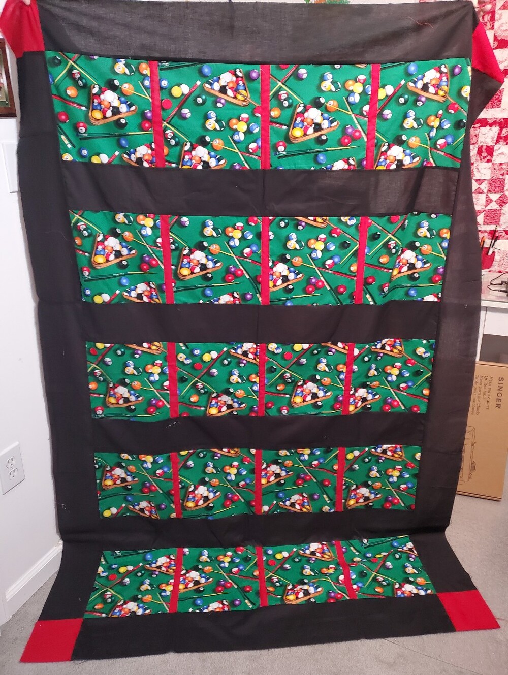 Billiards Quilt Top 50" X 77" Pool